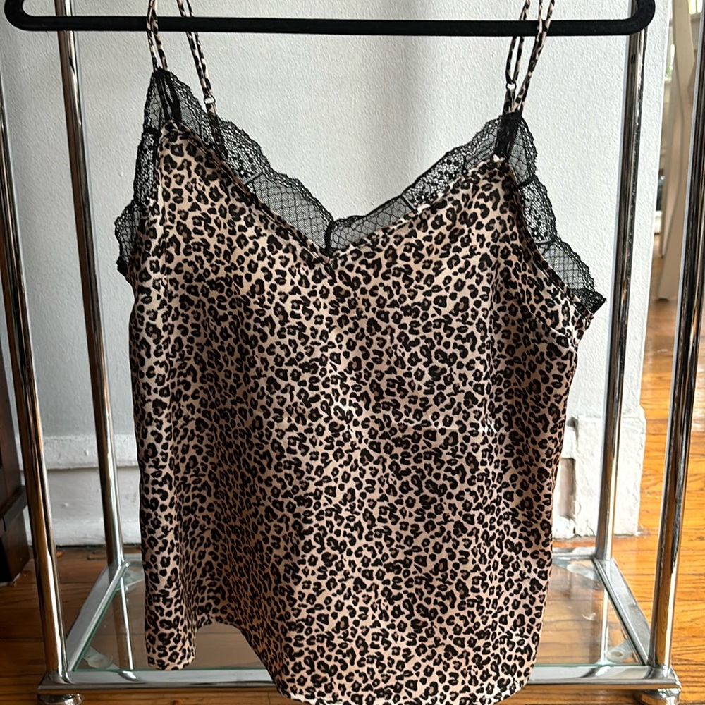 Cheetah print satin tank top